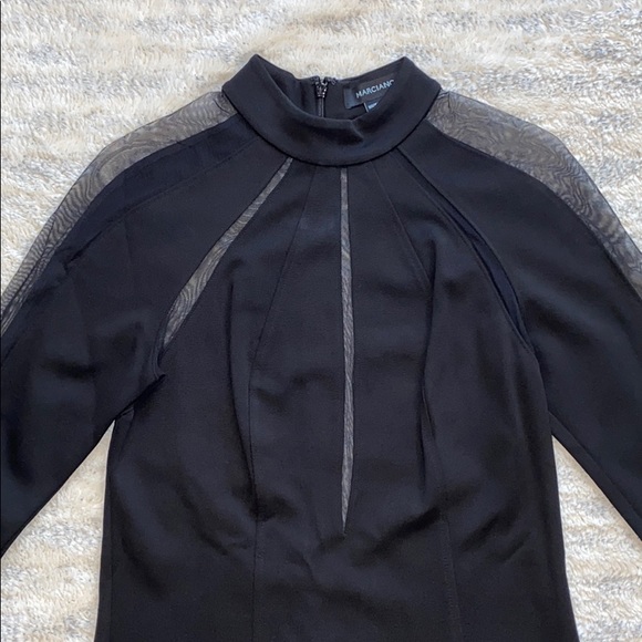 Marciano High Neck Long Sleeve Mesh Body Con Dress - Picture 2 of 7